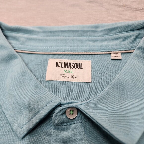 NWT Linksoul Shirt Men's Tidepool Blue Gray Dora Block Golf Polo LS1182 Size 2XL - Picture 5 of 12